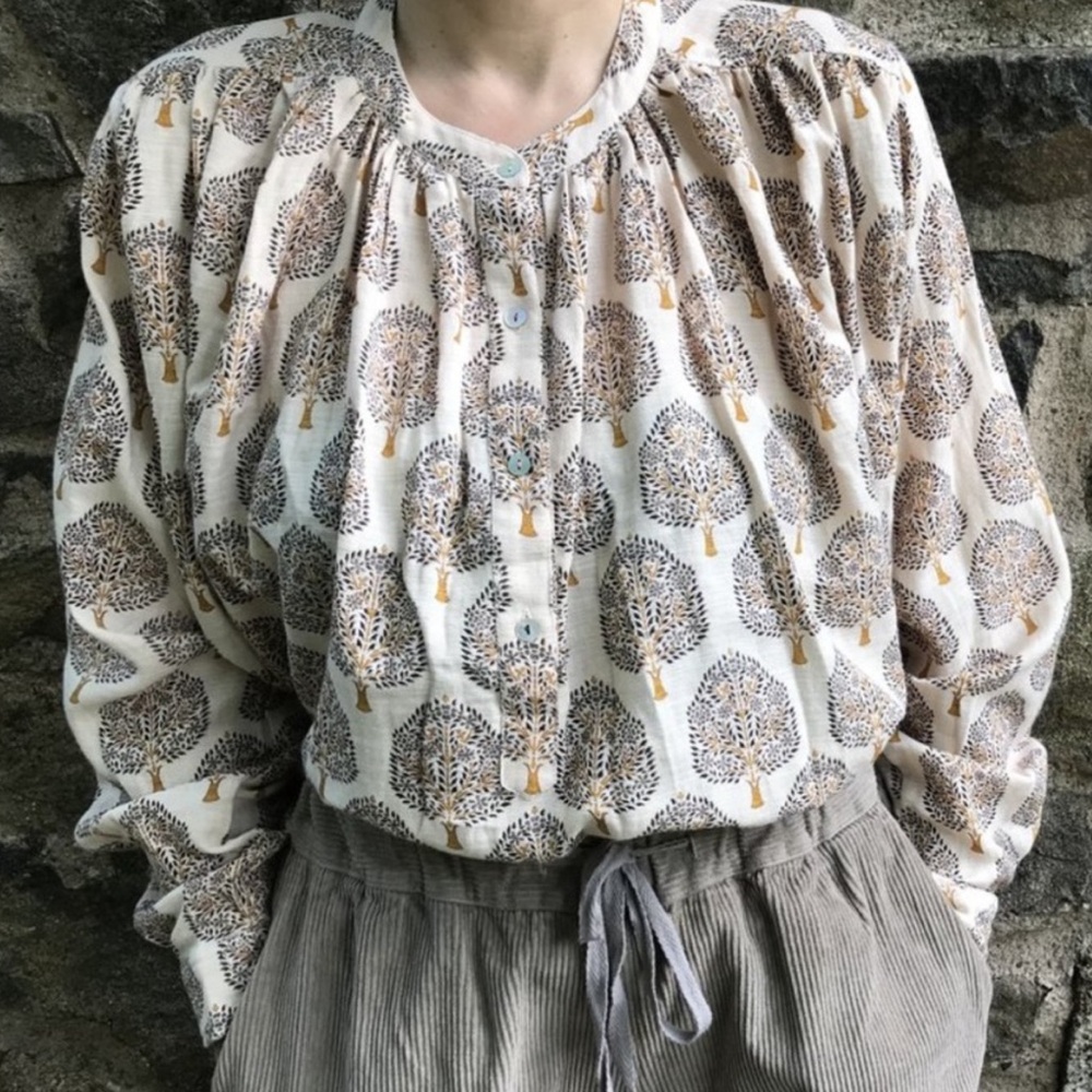 MATTA Bhetti treetop Blouse- India Block Print Cotton XS